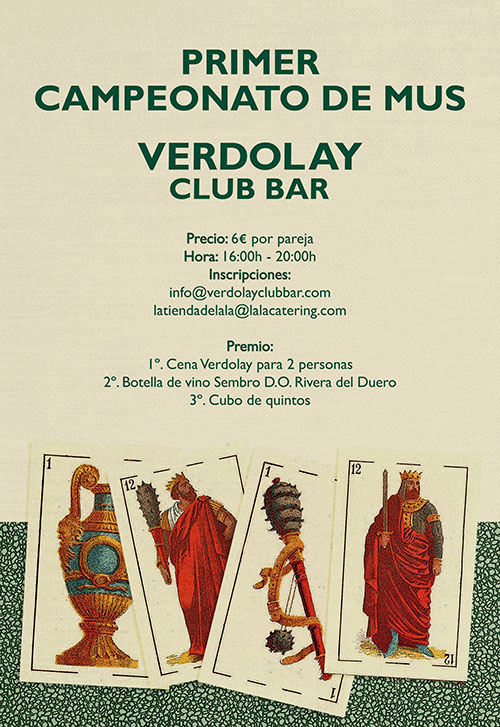 CARTEL CAMPEONATO DE MUS. IDENTIDAD CORPORATIVA VERDOLAY CLUB BAR